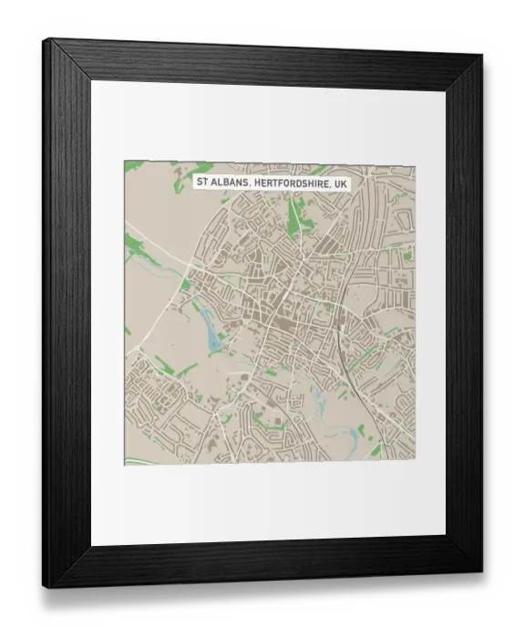 Framed Print : St Albans Hertfordshire UK City Street Map Framed Print : St Albans Hertfordshire UK City Street Map