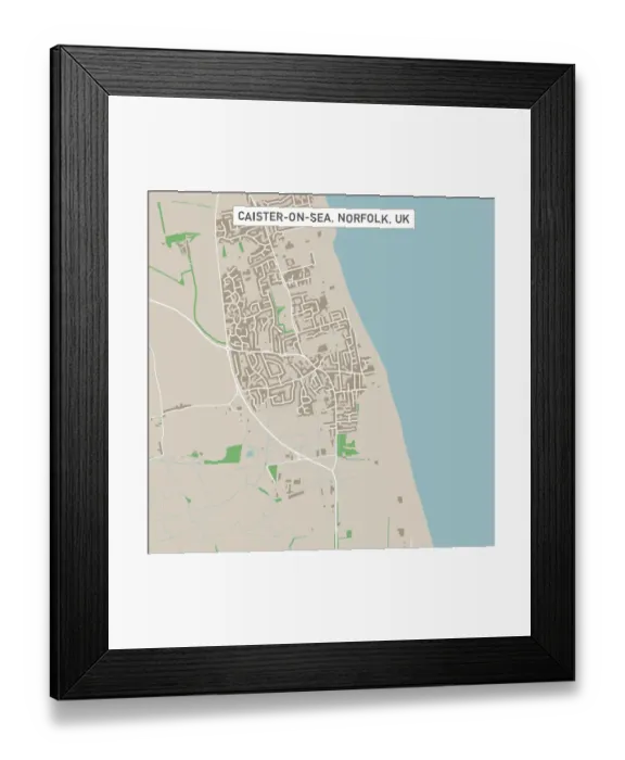 Framed Print : Caister-on-Sea Norfolk UK City Street Map