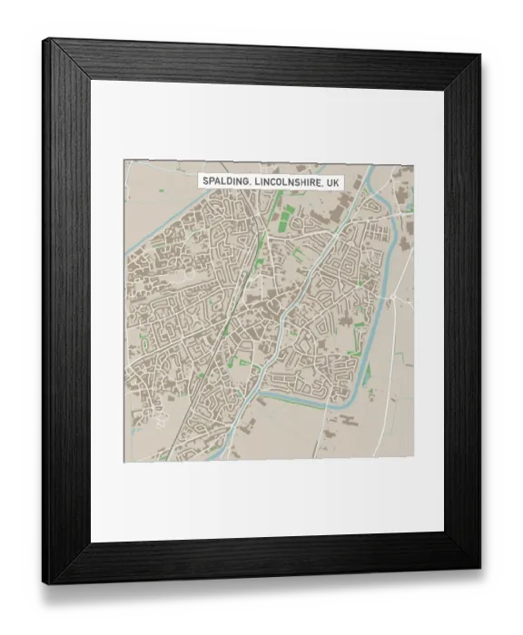 Framed Print : Spalding Lincolnshire UK City Street Map Framed Print : Spalding Lincolnshire UK City Street Map