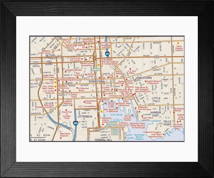 Framed Print : Downtown Baltimore, Maryland Framed Print : Downtown Baltimore, Maryland