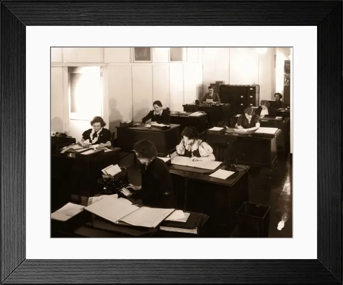 Framed Print : Archive Shot / Group of Office Workers Sitting at their Desks Framed Print : Archive Shot / Group of Office Workers Sitting at their Desks