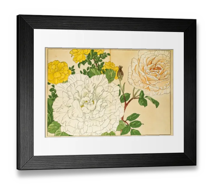 Framed Print : Roses japanese woodblock print Framed Print : Roses japanese woodblock print