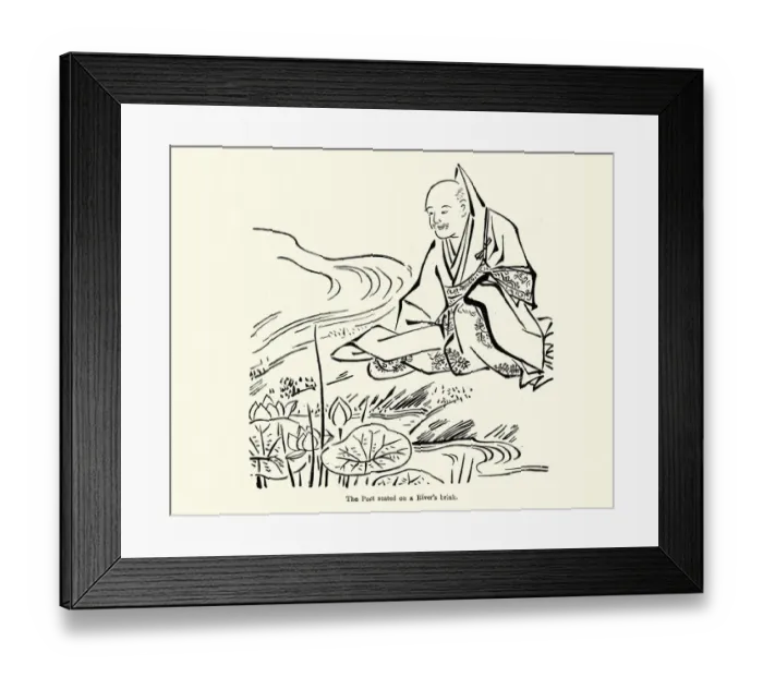 Framed Print : Japanese poet meditating by a river, 19th Century