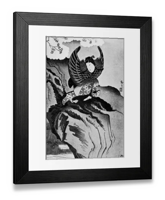 Framed Print : Antique Japanese Illustration: Buddhist angel by Hirosada Framed Print : Antique Japanese Illustration: Buddhist angel by Hirosada
