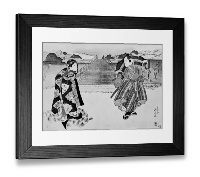 Framed Print : Antique Japanese Illustration: Theatrical performance by Hokuyei Framed Print : Antique Japanese Illustration: Theatrical performance by Hokuyei