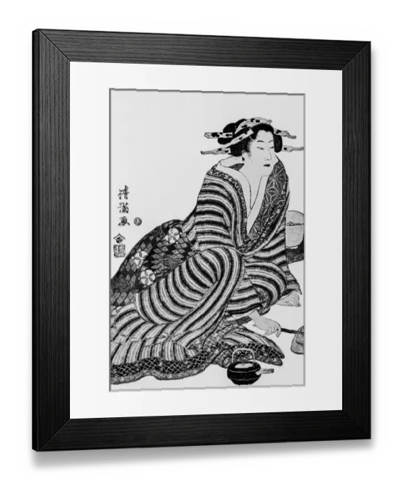 Framed Print : Antique Japanese Illustration: Woman by Torii Kiyomitsu Framed Print : Antique Japanese Illustration: Woman by Torii Kiyomitsu