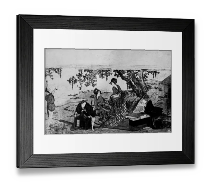 Framed Print : Antique Japanese Illustration: Pic nic party by Hokusai Framed Print : Antique Japanese Illustration: Pic nic party by Hokusai