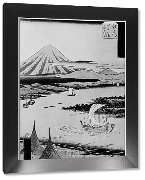 Antique Japanese Illustration: Yedo landscape by Hiroshige II