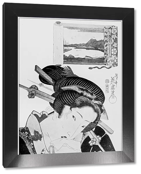 Antique Japanese Illustration: woman by Yeisen