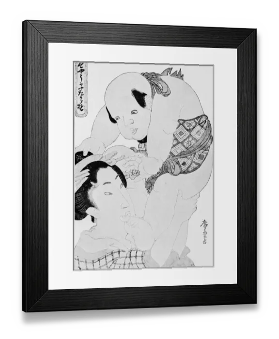 Framed Print : Antique Japanese Illustration: Mother and child by Hiroshige I Framed Print : Antique Japanese Illustration: Mother and child by Hiroshige I