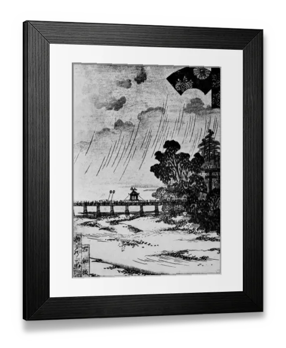 Framed Print : Antique Japanese Illustration: Kyoto by Hokusui