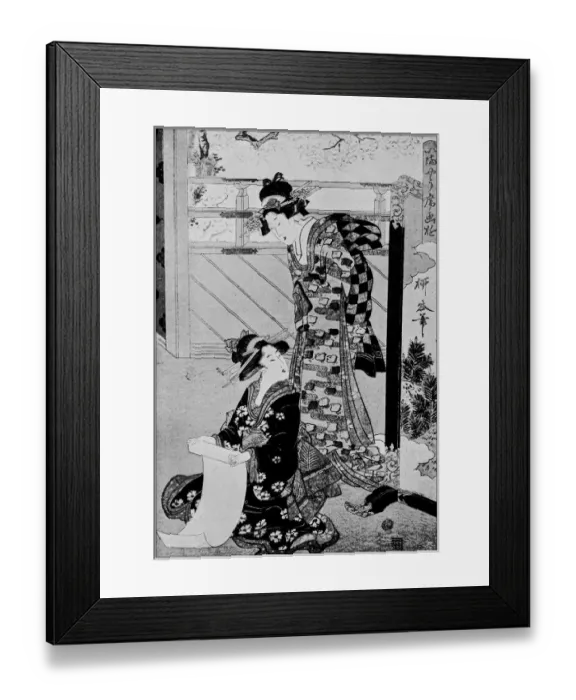 Framed Print : Antique Japanese Illustration: Women reading by Ryokuko Framed Print : Antique Japanese Illustration: Women reading by Ryokuko