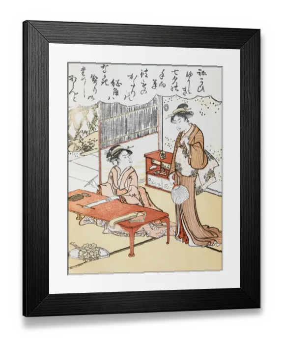 Framed Print : Antique Japanese Illustration: Two women by Torii Kiyonaga Framed Print : Antique Japanese Illustration: Two women by Torii Kiyonaga