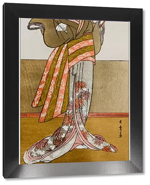 Antique Japanese Illustration: Actor in the principal female part of the play Udamaki by Katsugawa Shunsho