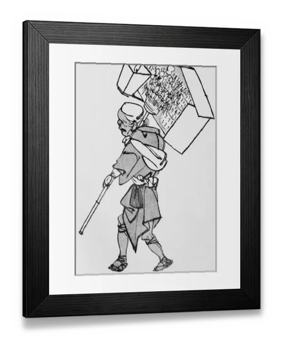 Framed Print : Antique Japanese Illustration: Street vendor by Chinnen Framed Print : Antique Japanese Illustration: Street vendor by Chinnen