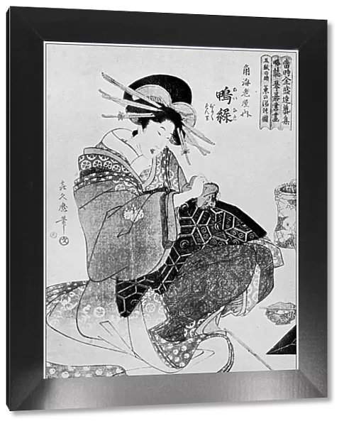 Antique Japanese Illustration: Woman by Kikumaro
