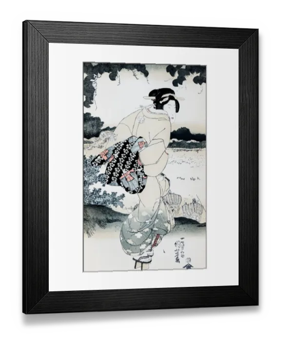 Framed Print : Antique Japanese Illustration: Geisha by Utagawa Kunisada