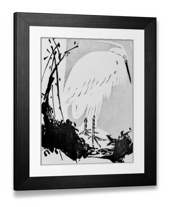 Framed Print : Antique Japanese Illustration: Crane by Bunrei