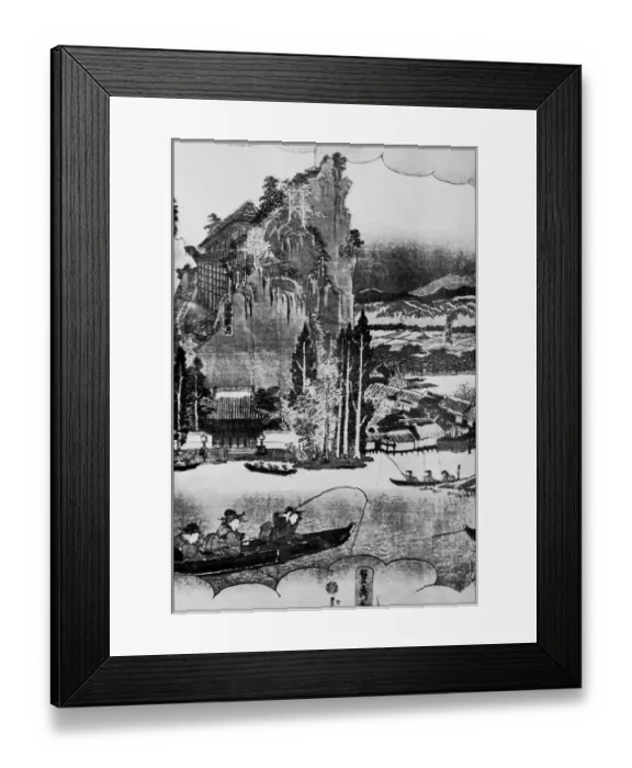 Framed Print : Antique Japanese Illustration: Lake Biwa by Sadahide Framed Print : Antique Japanese Illustration: Lake Biwa by Sadahide