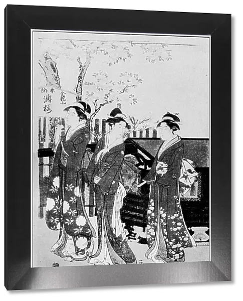 Antique Japanese Illustration: Promenade by Yeishi