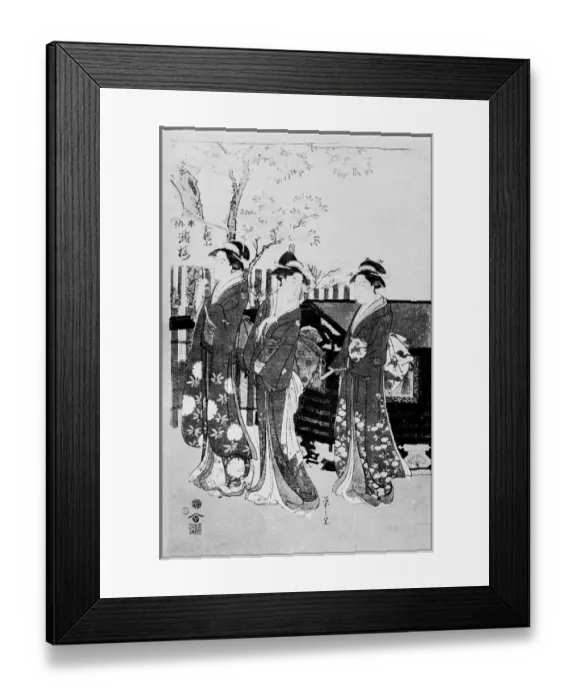 Framed Print : Antique Japanese Illustration: Promenade by Yeishi Framed Print : Antique Japanese Illustration: Promenade by Yeishi