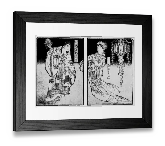 Framed Print : Antique Japanese Illustration: Women by Hokusai