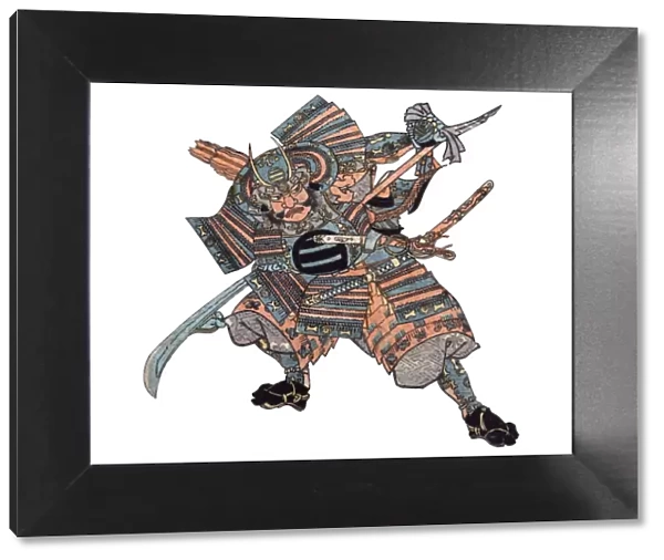 Antique Woodblock print of Samurai Warrior