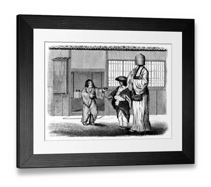 Framed Print : Antique illustration of japanese scene Framed Print : Antique illustration of japanese scene