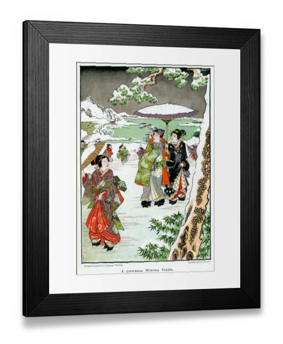 Framed Print : Japanese Winter Scene Framed Print : Japanese Winter Scene