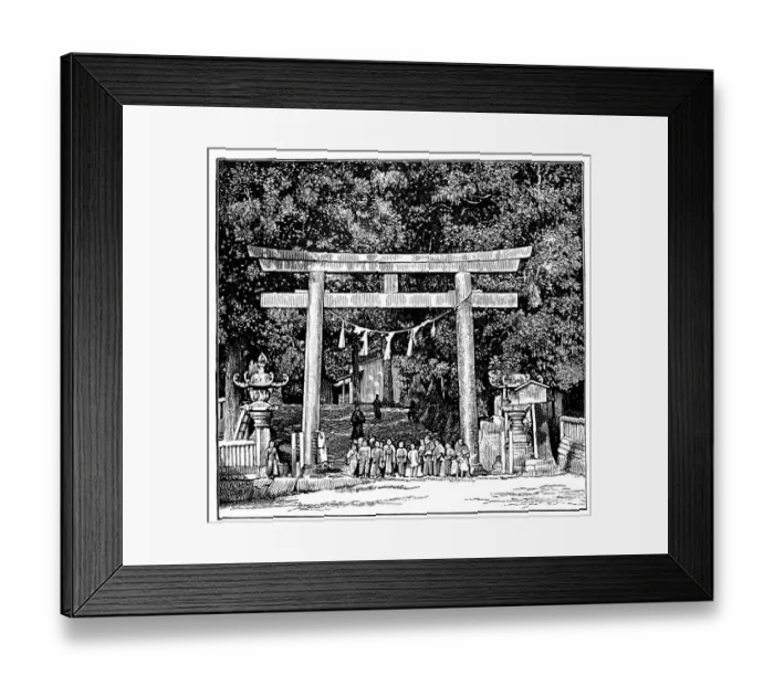 Framed Print : Antique illustration of Torii of temple, Suwa (Japan) Framed Print : Antique illustration of Torii of temple, Suwa (Japan)