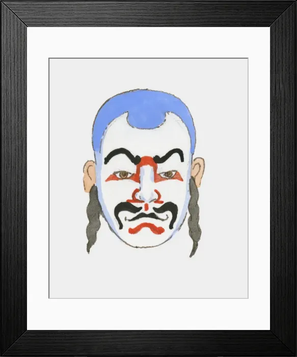 Framed Print : close-up, evil, human face, illustrative technique, japanese ethnicity, kabuki, looking at camera Framed Print : close-up, evil, human face, illustrative technique, japanese ethnicity, kabuki, looking at camera