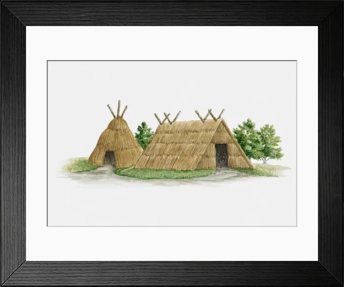 Framed Print : day, horizontal, hut, illustrative technique, jomon, no people, outdoors, studio shot Framed Print : day, horizontal, hut, illustrative technique, jomon, no people, outdoors, studio shot