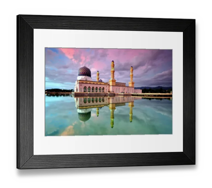 Framed Print : Reflection of Kota Kinabalu city mosque at sunset Framed Print : Reflection of Kota Kinabalu city mosque at sunset