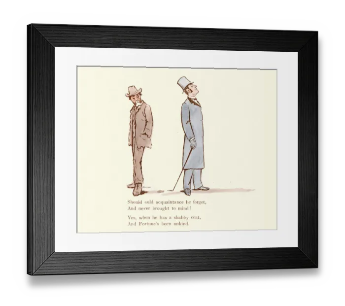 Framed Print : Victorian satirical cartoon - Should auld acquaintance be forgot Framed Print : Victorian satirical cartoon - Should auld acquaintance be forgot