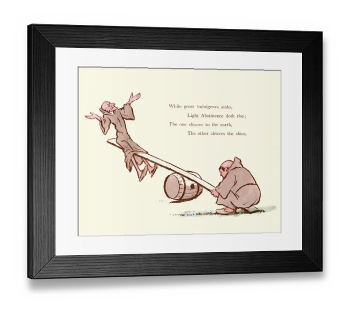 Framed Print : Victorian satirical cartoon, Indulgence and Abstinence Framed Print : Victorian satirical cartoon, Indulgence and Abstinence