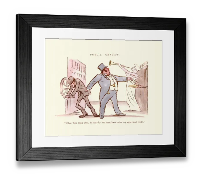 Framed Print : Victorian satirical cartoon, Public Charity Framed Print : Victorian satirical cartoon, Public Charity