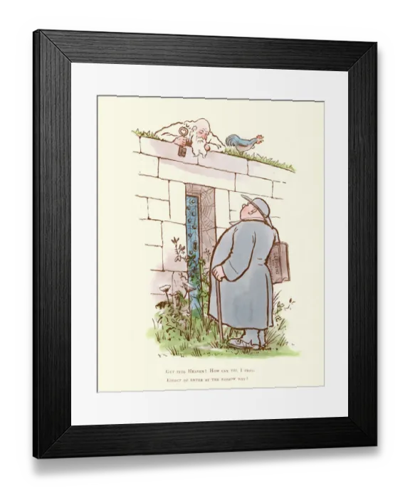 Framed Print : Victorian satirical cartoon, Get into Heaven, by the narrow way Framed Print : Victorian satirical cartoon, Get into Heaven, by the narrow way