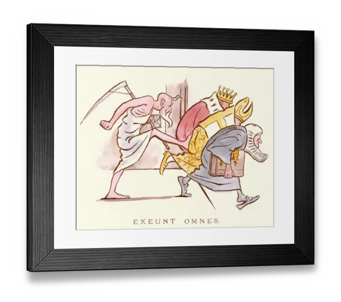 Framed Print : Victorian satirical cartoon, Exeunt omnes, they all go out Framed Print : Victorian satirical cartoon, Exeunt omnes, they all go out