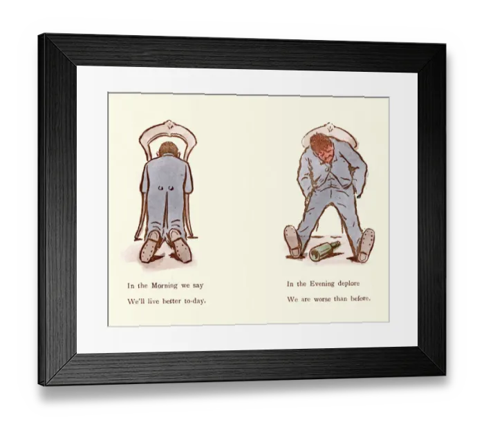 Framed Print : Victorian satirical cartoon on temperance
