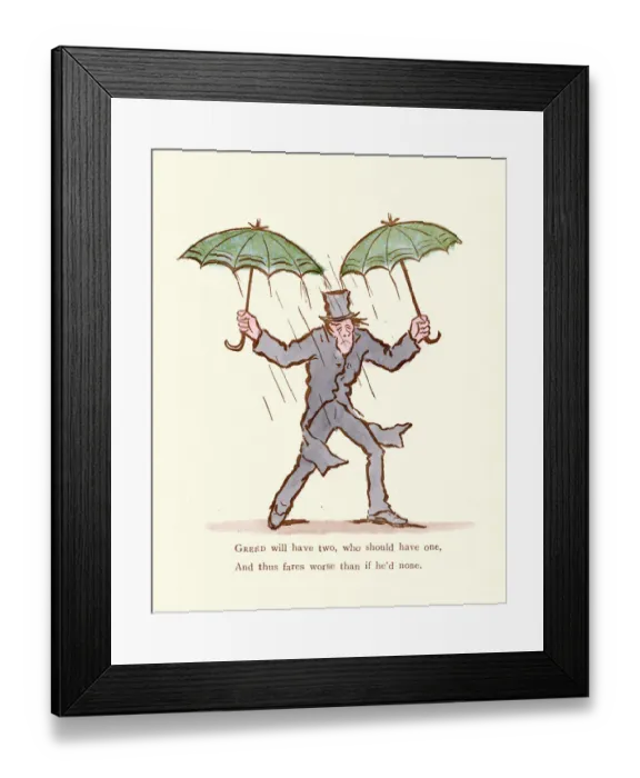Framed Print : Victorian satirical cartoon, Greed will have two Framed Print : Victorian satirical cartoon, Greed will have two