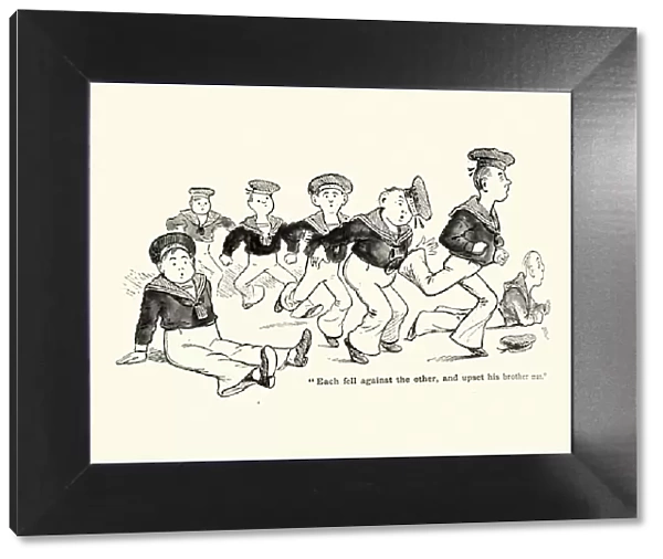 Victorian cartoon of sailors fallling over each other