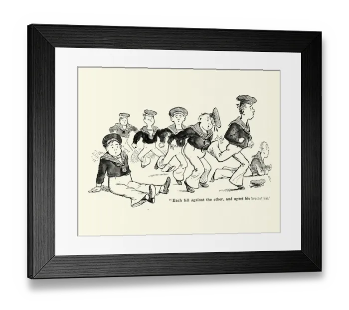 Framed Print : Victorian cartoon of sailors fallling over each other Framed Print : Victorian cartoon of sailors fallling over each other