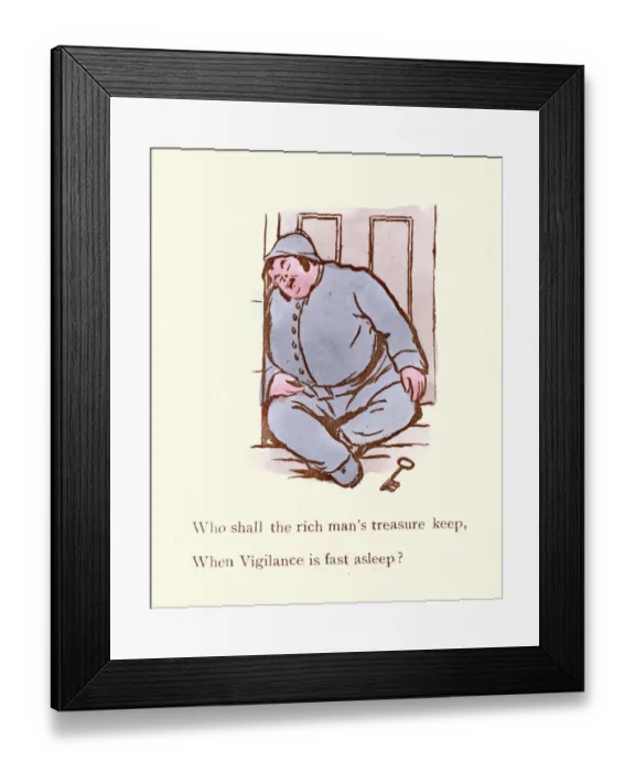 Framed Print : Victorian satirical cartoon When Vigilance is fast asleep ? Framed Print : Victorian satirical cartoon When Vigilance is fast asleep ?