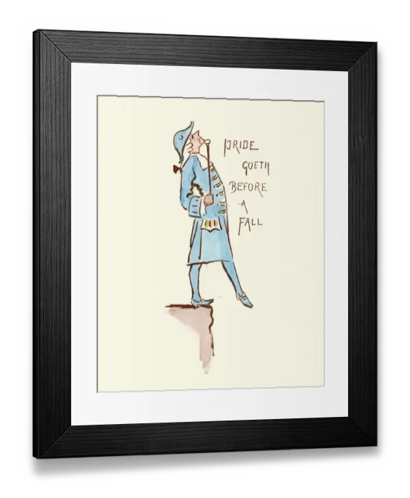 Framed Print : Victorian satirical cartoon - Pride goeth before a fall Framed Print : Victorian satirical cartoon - Pride goeth before a fall