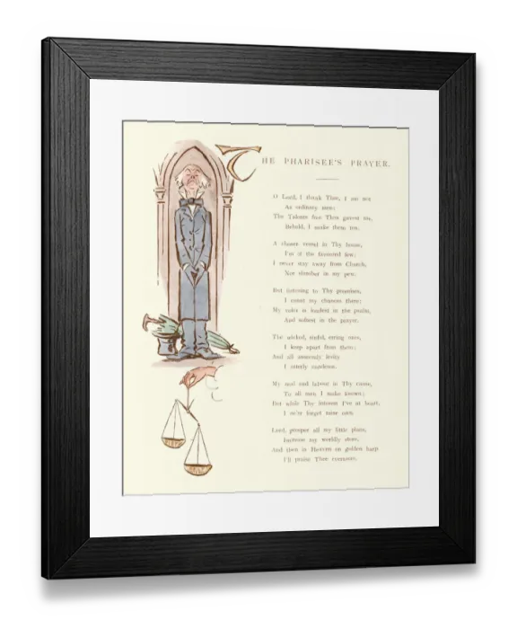 Framed Print : Victorian satirical cartoon - The Pharisees Prayer Framed Print : Victorian satirical cartoon - The Pharisees Prayer