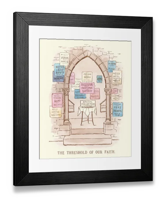 Framed Print : Victorian satirical cartoon - On money and the Church
