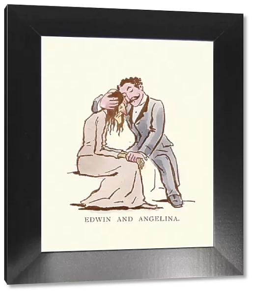 Victorian satirical cartoon - A cad romancing an ugly woman