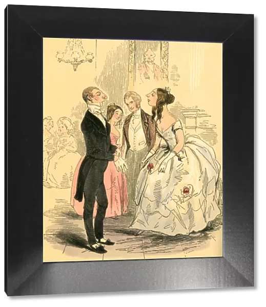 Young Victorian woman snobbishly regarding a prospective dance partner