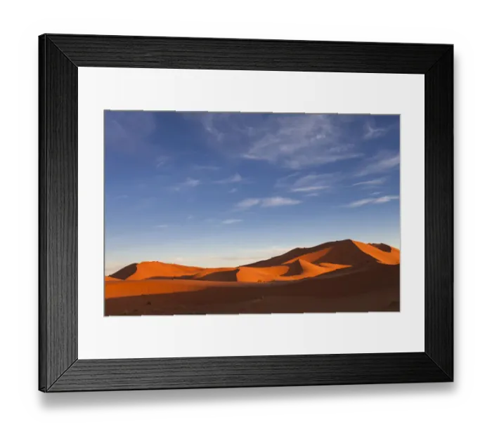 Framed Print : Moroccan desert landscape with blue sky. Dunes background Framed Print : Moroccan desert landscape with blue sky. Dunes background