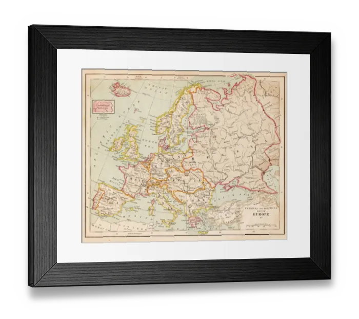 Framed Print : Map of Europe 1877 Framed Print : Map of Europe 1877